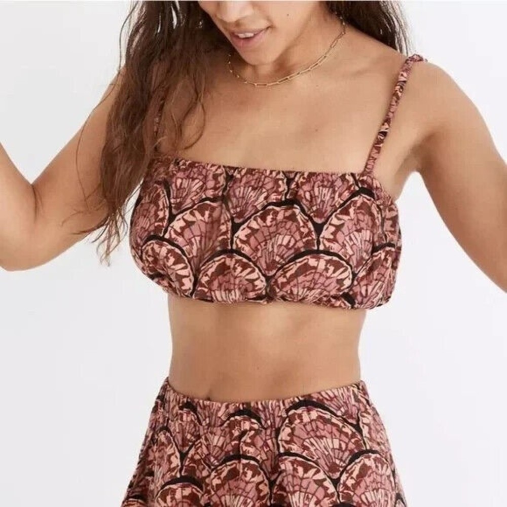 Madewell Lightestspun Cover-Up‎ Bubble Crop Top in Painted Seashells #NF594 XXL